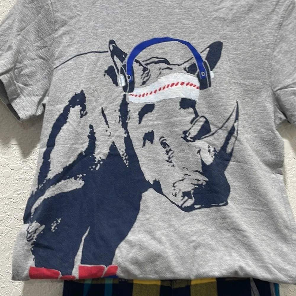 🦏Gymboree boys blue and gray set size L(10-12)GUC